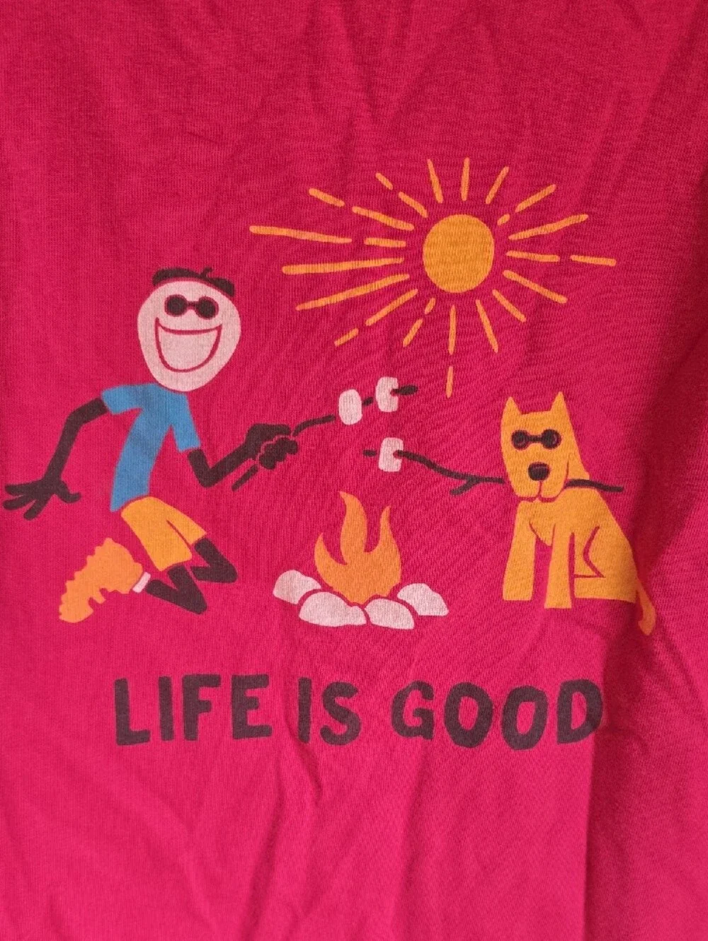 Life Is Good Kids Hot Pink Long Sleeve Campfire Graphic Tee